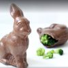chocolate bunny with broccoli inside