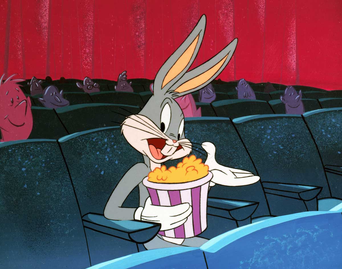 Bugs Bunny seated in theater