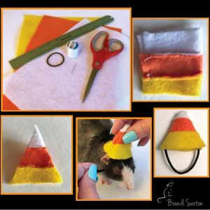 collage showing how to make a felt hat for a rat