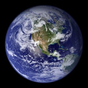 view of Earth from space showing North and Central America