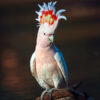 Major Mitchell's cockatoo (aka Leadbeater's cockatoo) perched on branch with crest raised