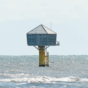 artificial nest for kittiwakes in the ocean