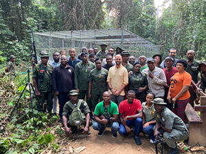 Group photo after a parrot release in Nigeria.