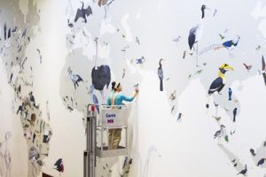 Wall mural at Cornell depicts avian history