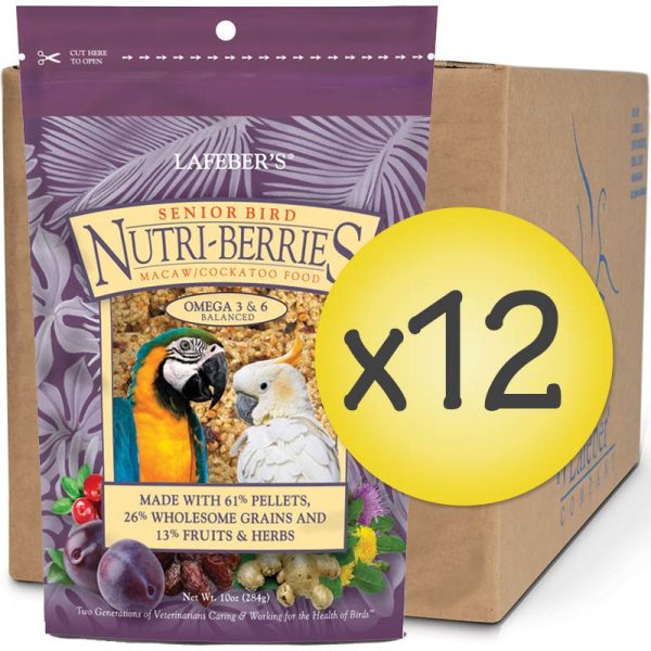 Case of 12 Senior Bird Nutri-Berries for Macaw & Cockatoo 10 oz