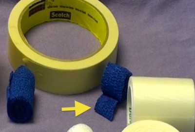 Corte el material de vendaje al ancho apropiado para prevenir abultamiento del material.