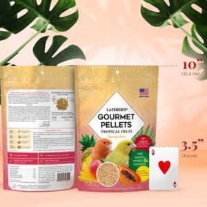 72620 Tropical Fruit Gourmet Pellets for Canaries package with playing card